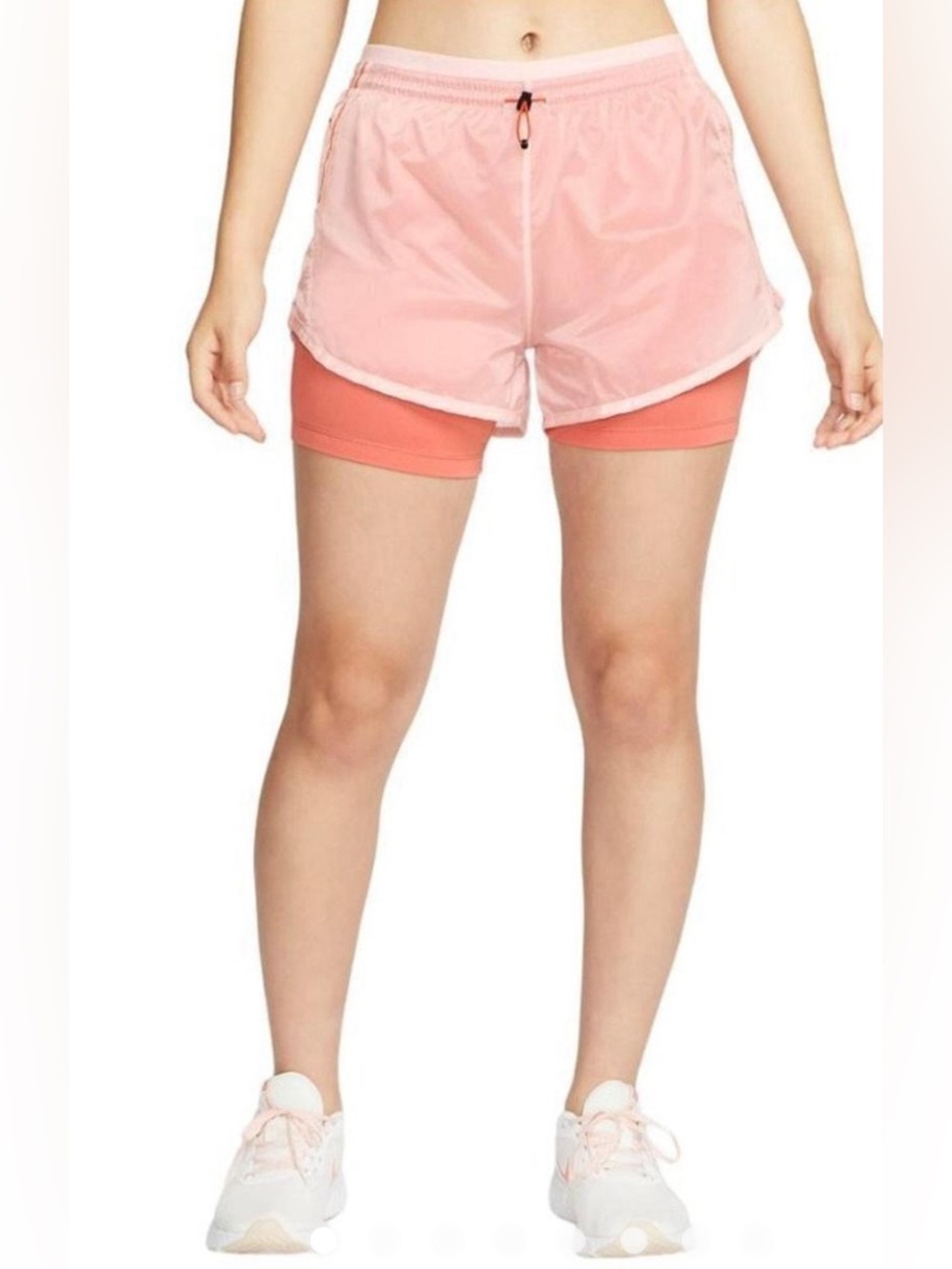 Women's LARGE Nike Icon Clash Tempo Luxe 2-in-1 Mid-Rise Pink  Running Shorts